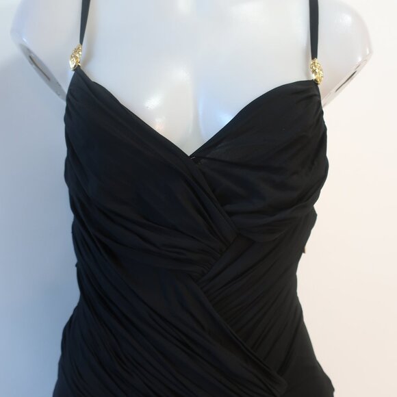Womens Roberto Cavalli Black Ruched Dress W/Gold Hardware 42/S - Picture 11 of 14